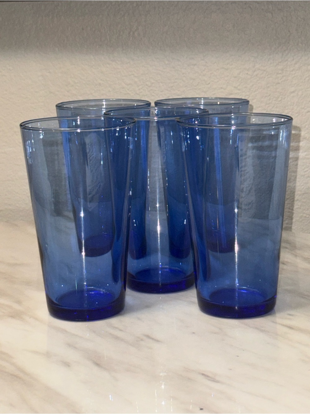 Libbey glass co. Flare blue Mediterranean 17oz flat tumbler set 4